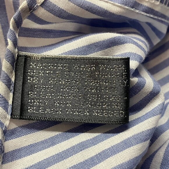 Van Heusen Mens L White Blue Striped Short Sleeve Button Up Shirt 16 1/2 neck - Picture 5 of 5